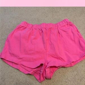 American Eagle Outfitters Hot Pink Elastic-Waist Athletic Shorts